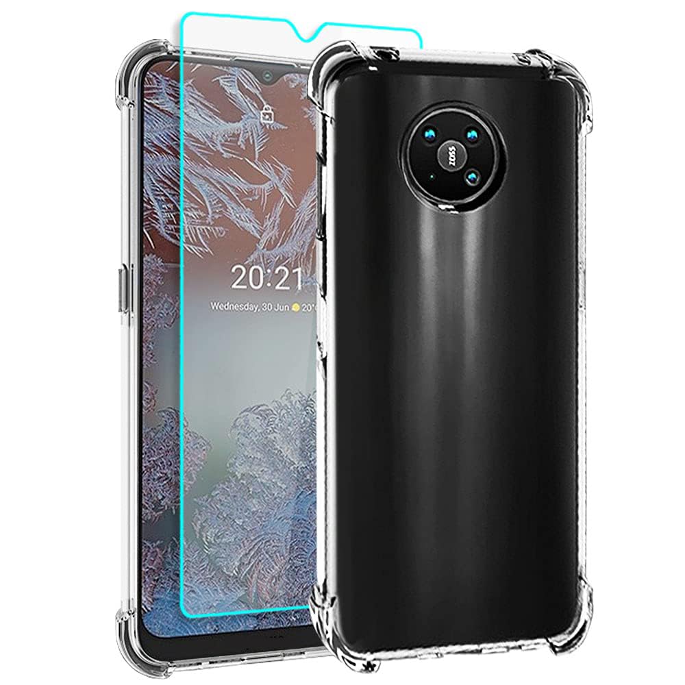 通用 for Nokia G10 Case, Nokia G20 Cases and Screen Protector, Shockproof Crystal Clear Slim Soft Silicone TPU Protective Phone Cover for Nokia G10 / G20 (Clear)