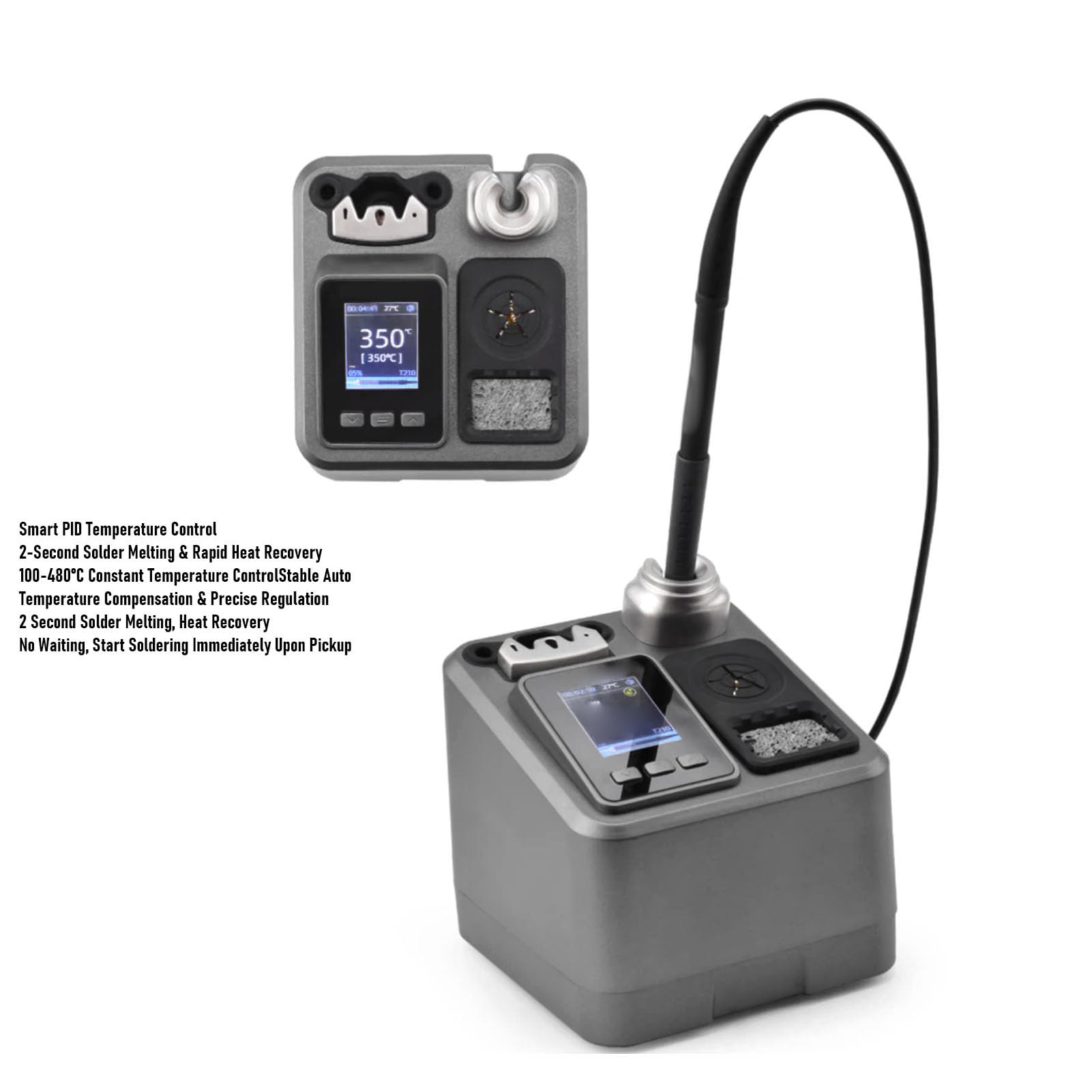 Bewinner Cyfrowa Stacja Lutownicza o Mocy 120 W z Wyświetlaczem LCD, kontrolą Temperatury PID, Szybkim Nagrzewaniem, Automatycznym Uśpieniem, funkcją antystatyczną i Wbudowanym (wtyczka UE)