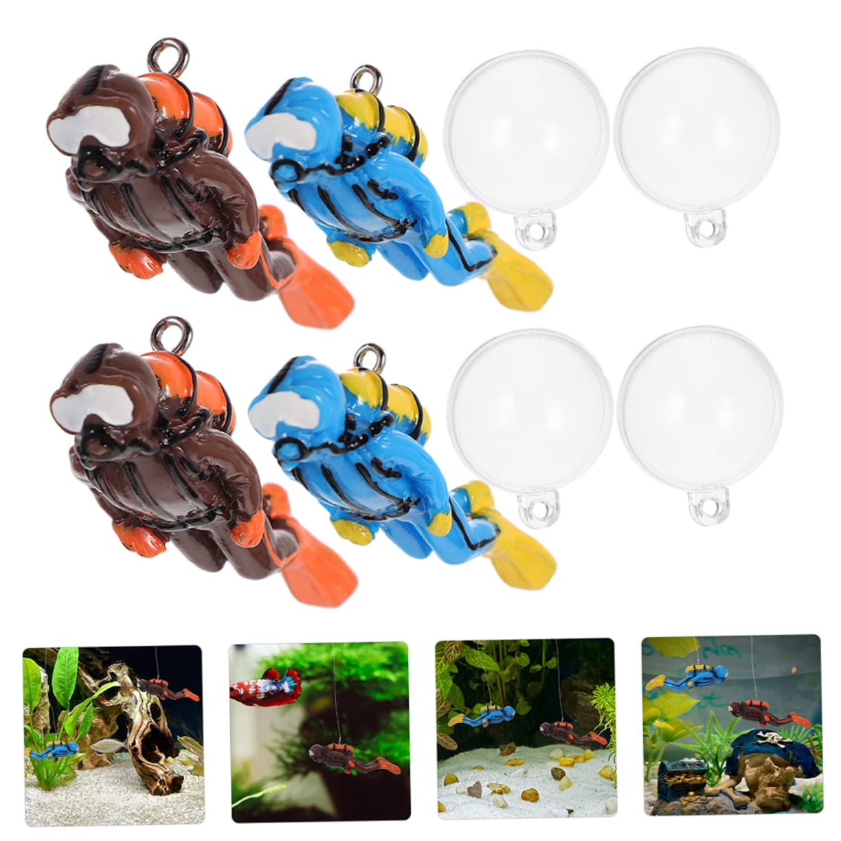 GLEAVI 4 Set Galleggiante Subacqueo Ornamenti Decorativo Decorazioni Figura del Subacqueo del Serbatoio di Pesce Adorabile Decorazione Dell'acquario Resina 4 Pezzi * 4