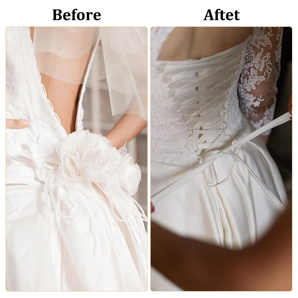 wedding dress corset lace replacement Wedding Dress Corset Back Panel Lace Up White Satin Zipper Replacement Adjustable DIY Craft Wedding Dress Accessories Materials for DIY White, Size: