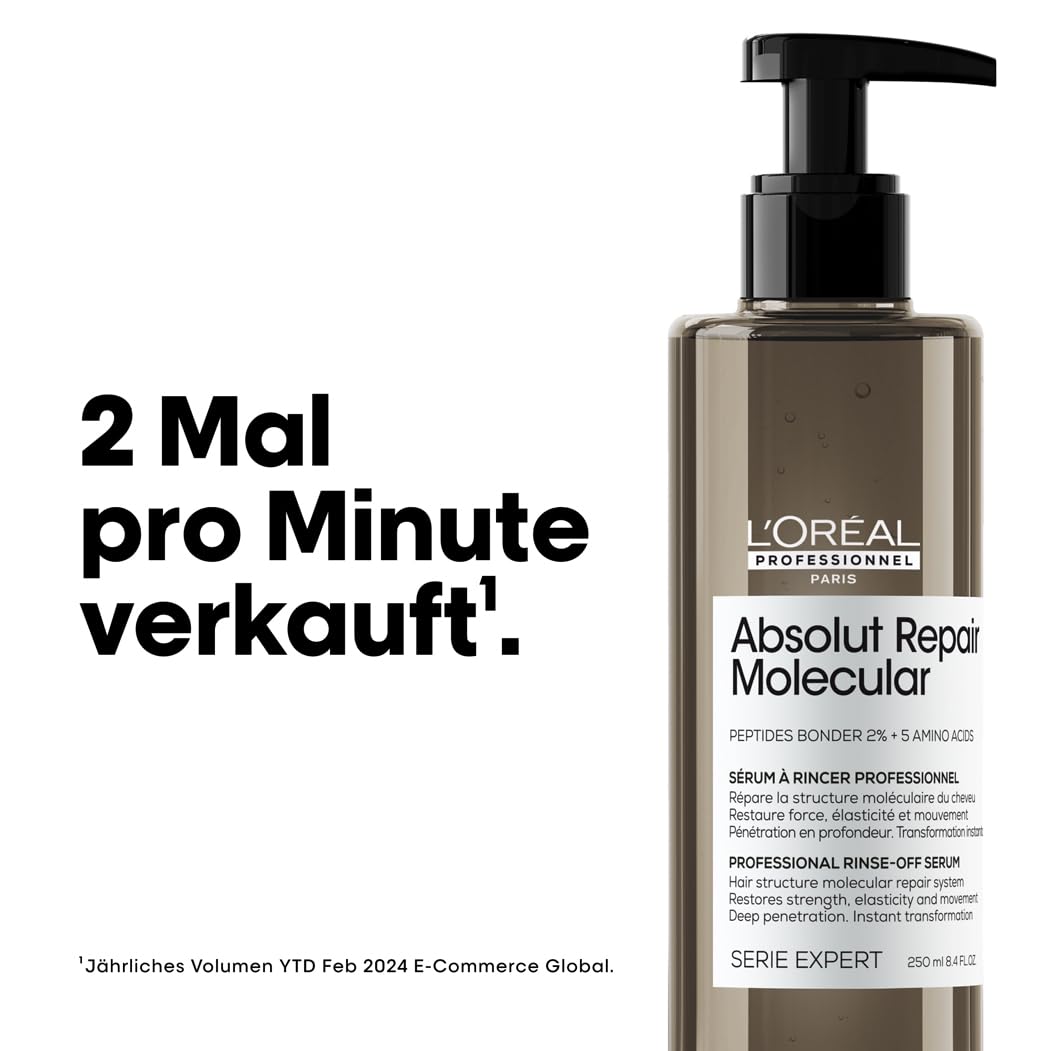 Absolut Repair Molecular Pflege-Trio für stark strukturgeschädigtes Haar, Shampoo 300ml, Rinse-Off Serum 250ml und Leave-In 50ml