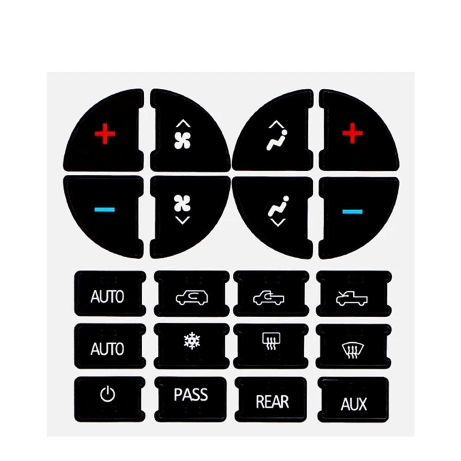 Dash Button Stickers Compatible with GMC for Yukon 2006-2014 AC Climate Stereo Button Repair Decals Stickers Accessories(21pcs)