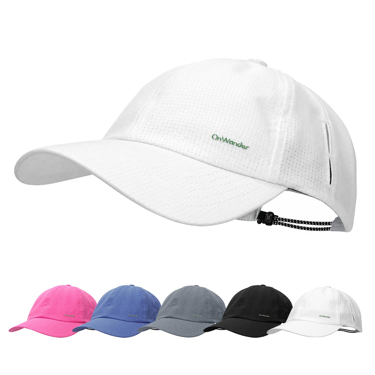 OnWander Lightweight Golf Hat for Women Men, UPF 80+ Sun Protection Cap, Breathable Quick-Dry Baseball Cap for Running Sport White