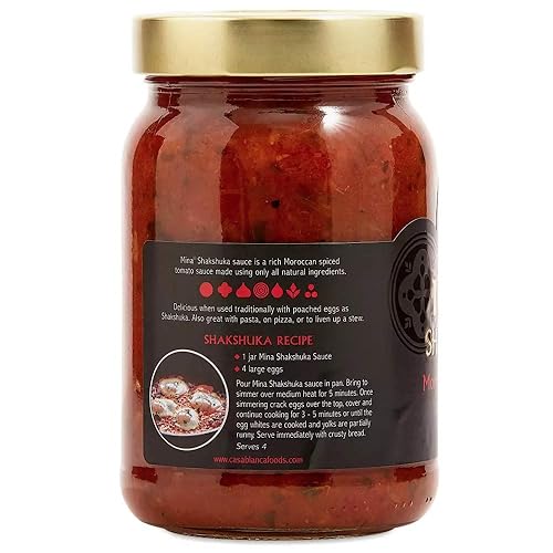 Miniatura 3 de Mina Salsa Shakshuka salsa de tomate marroquí sin azúcar añadida keto deliciosa con huevos pasta pollo y más 16 onzas