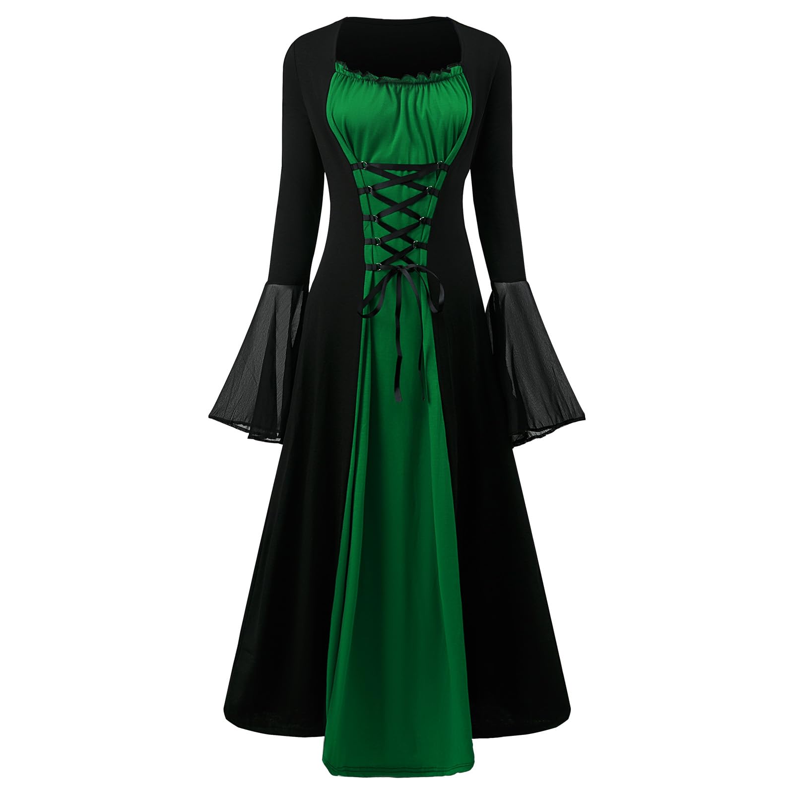NFAOEGJ Women's Medieval Dress, Victorian Renaissance Vintage Costume, Gothic Punk Dress for Halloween Cosplay Party (Green, M) - BigaMart NFAOEGJ Women's Medieval Dress, Victorian Renaissance Vintage Costume, Gothic Punk Dress for Halloween Cosplay Party (Green, M) - BigaMart
