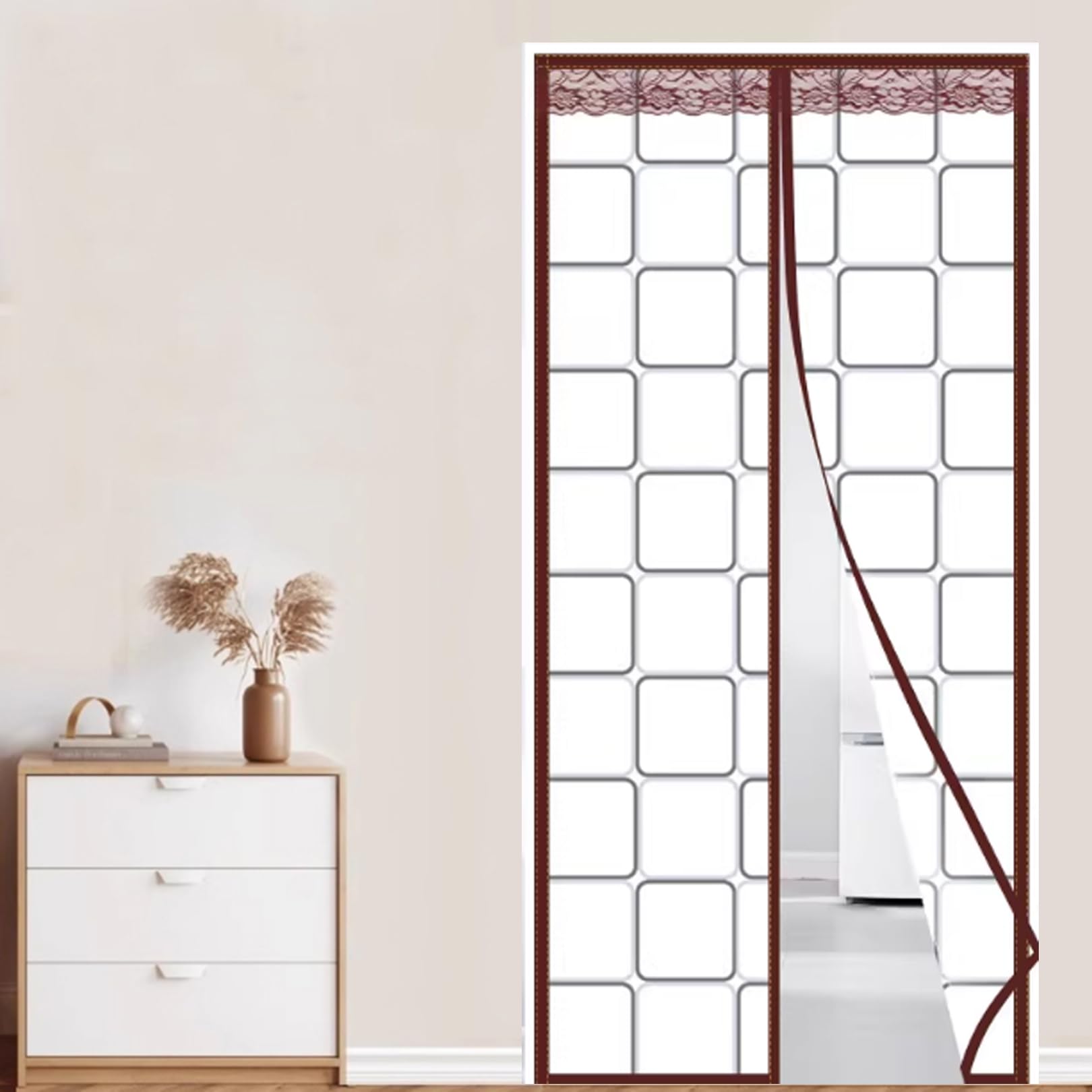 Rideau de Porte Isolant Thermique en EVA Brun 80x220cm