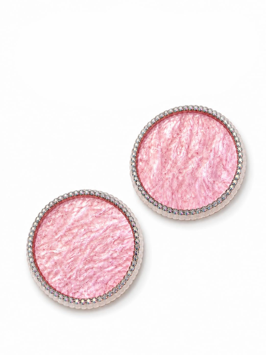 URBAN BOX Round Nail Art Mixing Palette, Pink, Rhinestone Border, Gel Polish Blending, Set of 2-image-29