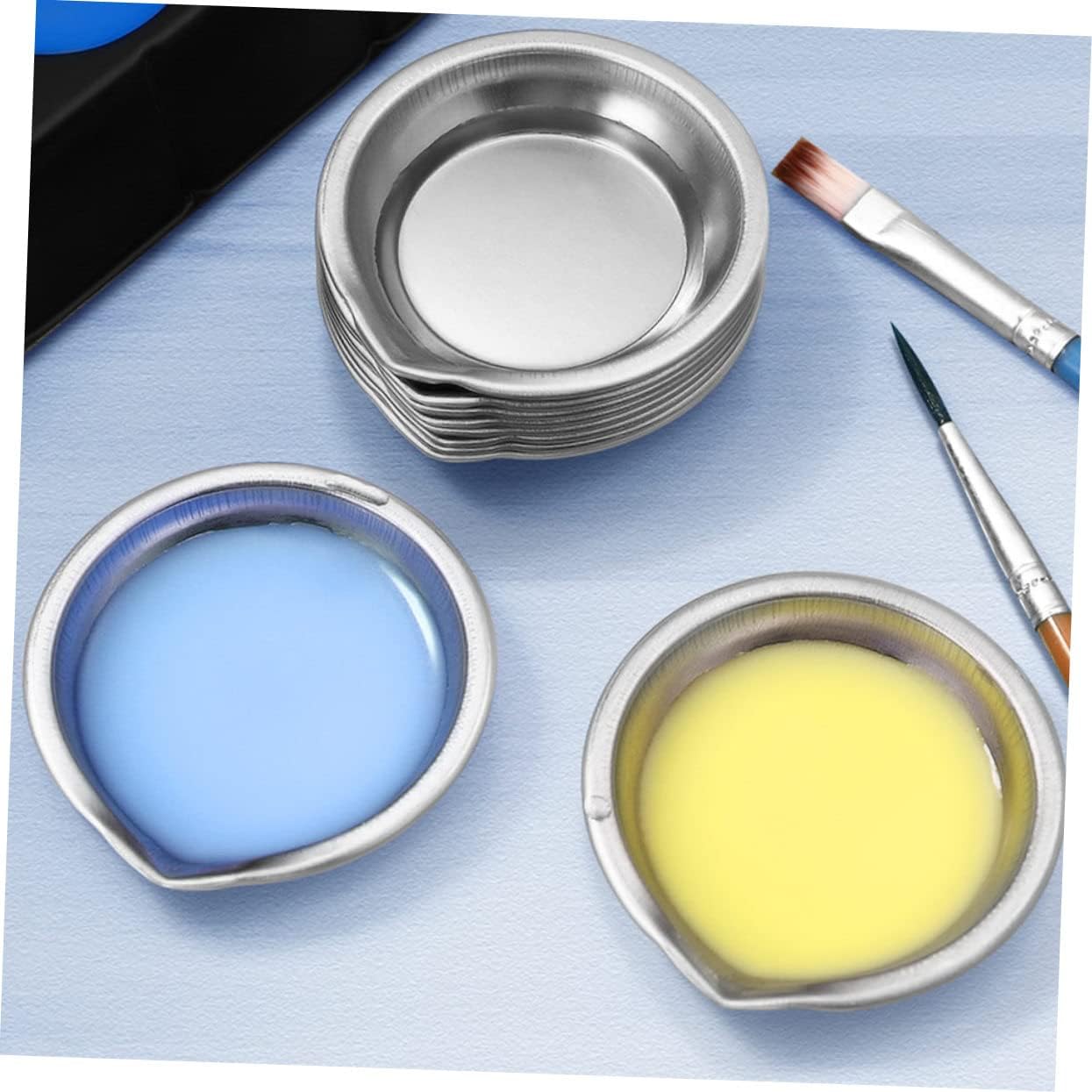 Uonlytech Stainless Steel Paint Mixing Tray for Model Painting 12-Piece Set Corrosion-Resistant for Watercolor and Pigment Mixing for Artists and DIY Crafts