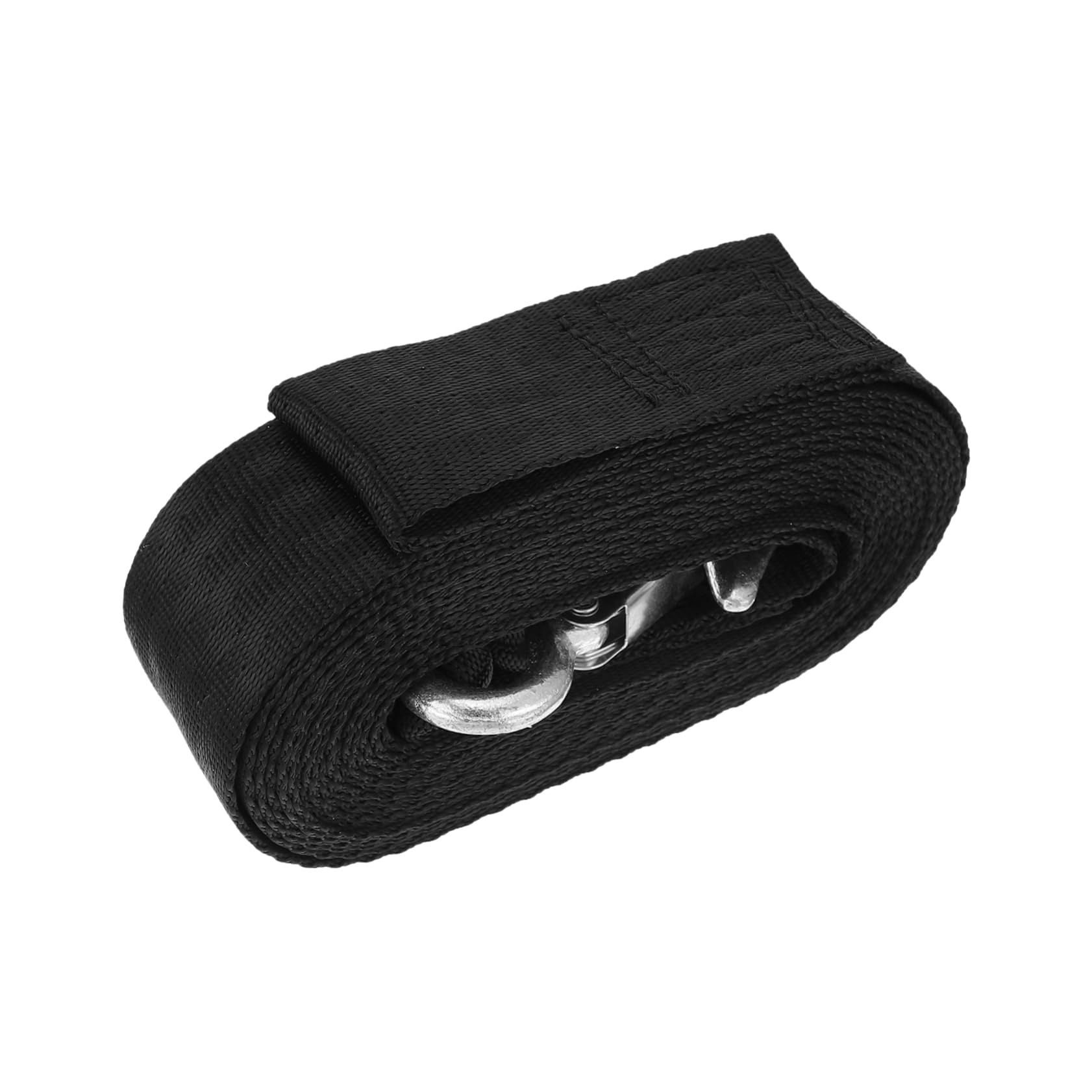 STOBAZA Emergency Winch Strap 1pc Fixed Rope Marine Winch Belt with Steel Hook Black Polyester Easy to Use