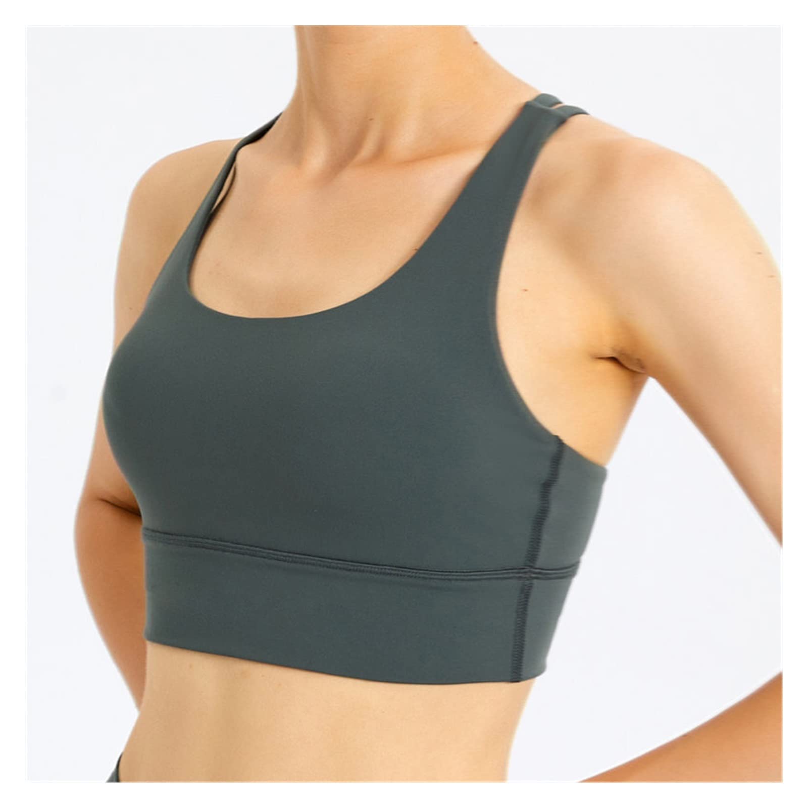 Soporte de Sujetador Deportivo de Tiras Cruzadas cepilladas con Sujetador for Mujer de Gimnasio Suave con Relleno extraíble