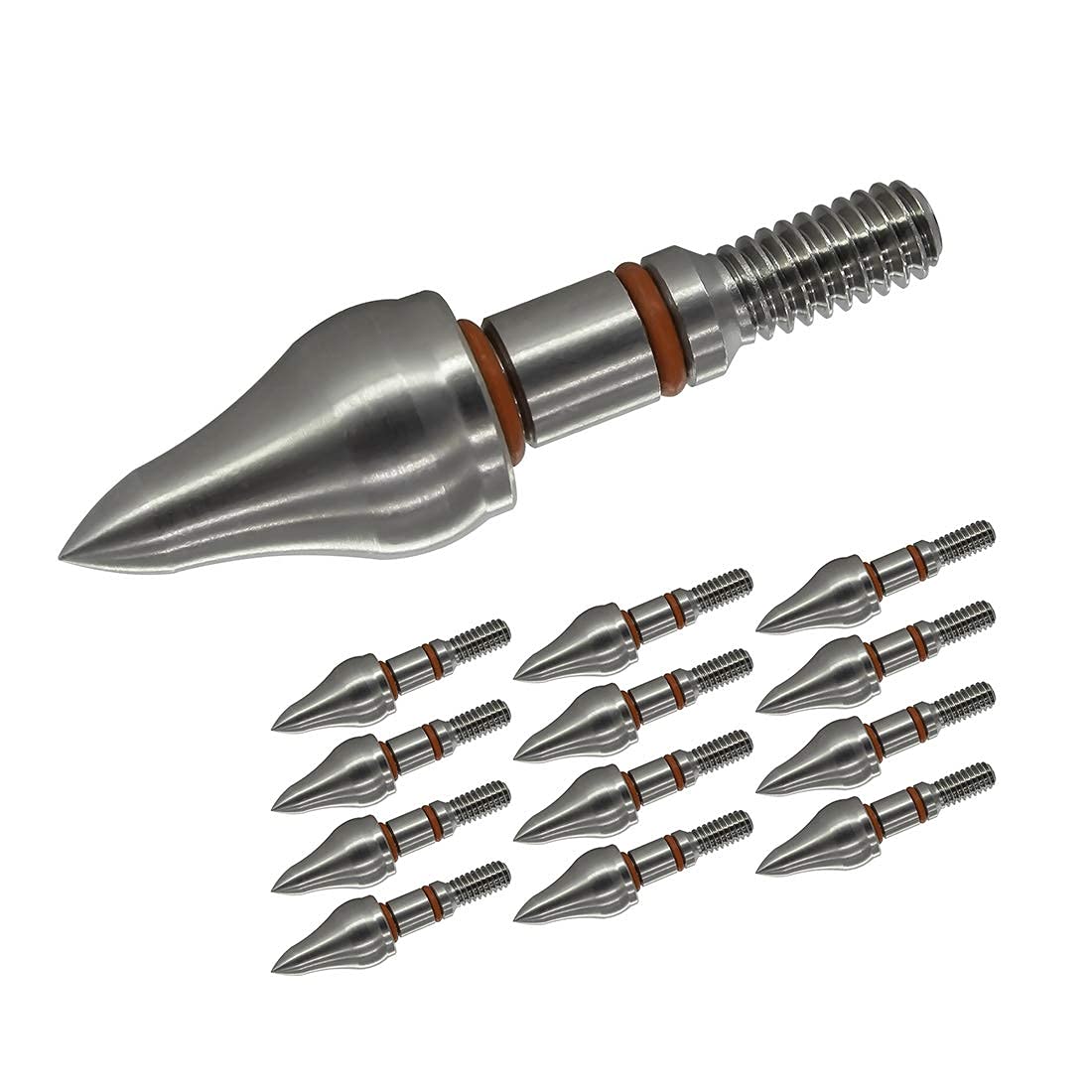 Wisdom 100 Grains Arrow Field Points 5/16 inch 9/32inch 11/32 inch 19/64 inch Stainless Steel Bullet Point Archery Tip for Bow Hunting Target Practice Inserts 1 Dozen 12 PCS