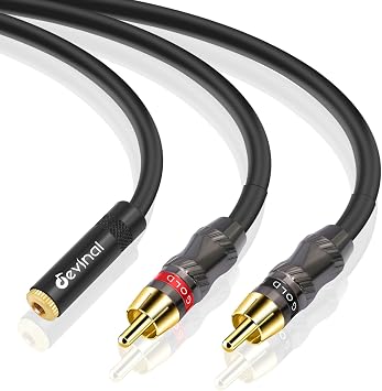 RCA to 1/8 Female Y Cable, Female 3.5mm to Dual RCA/Phono Male Stereo Splitter Cord, Mini Jack to 2 RCA Male Audio Breakout Adapter 12 inch 30cm