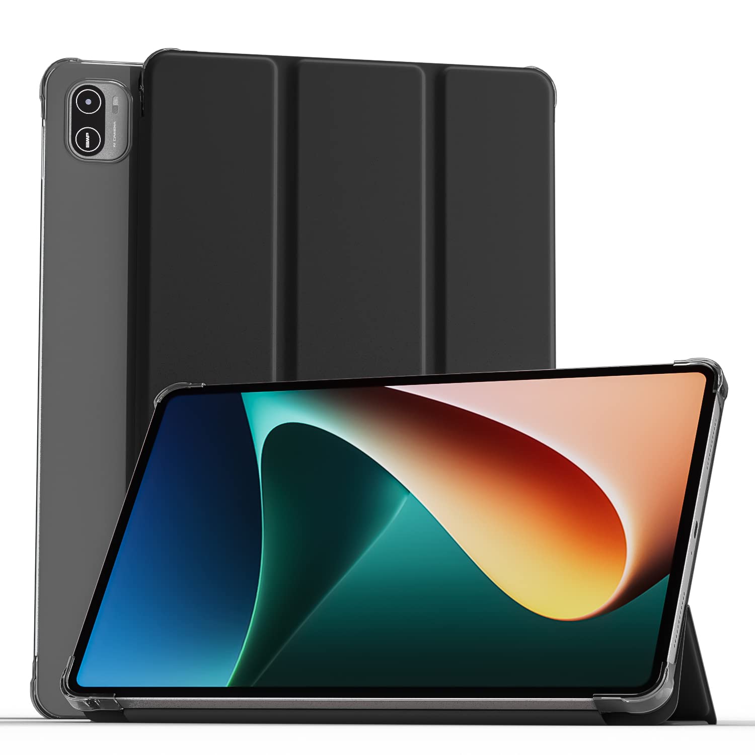 MOCA Translucent Back Flip Case for Xiaomi Pad 5 / Pad 5 Pro 11 Folio Flip Cover Protective Slim Case for Xiaomi Mi Pad 5 /Pad 5 Pro 11" (Black)