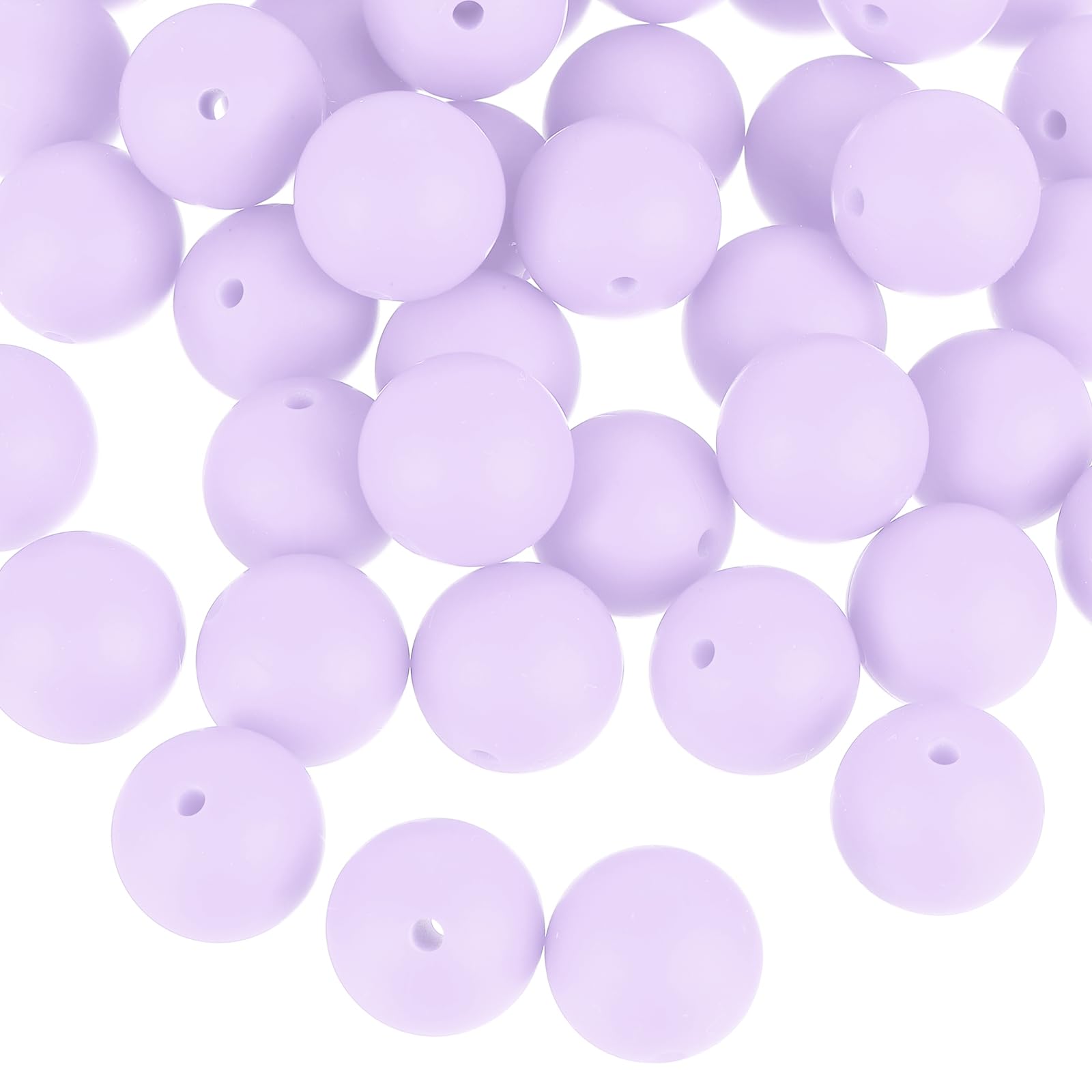 uxcell 50Pcs 15mm Silicone Beads, Round Loose Rubber Bead Bulk Focal Beads for DIY Keychain Pens Bracelets Jewelry Making (Lavender)