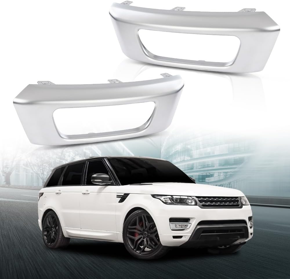 LQI Fog Light Cover Lamp Trim Bezel Pair Right and Left Compatible with Land Rover Range Rover Sport 2014-2017 Silver RO1039104, LR045048, RO1038104, LR045049, 1490934523