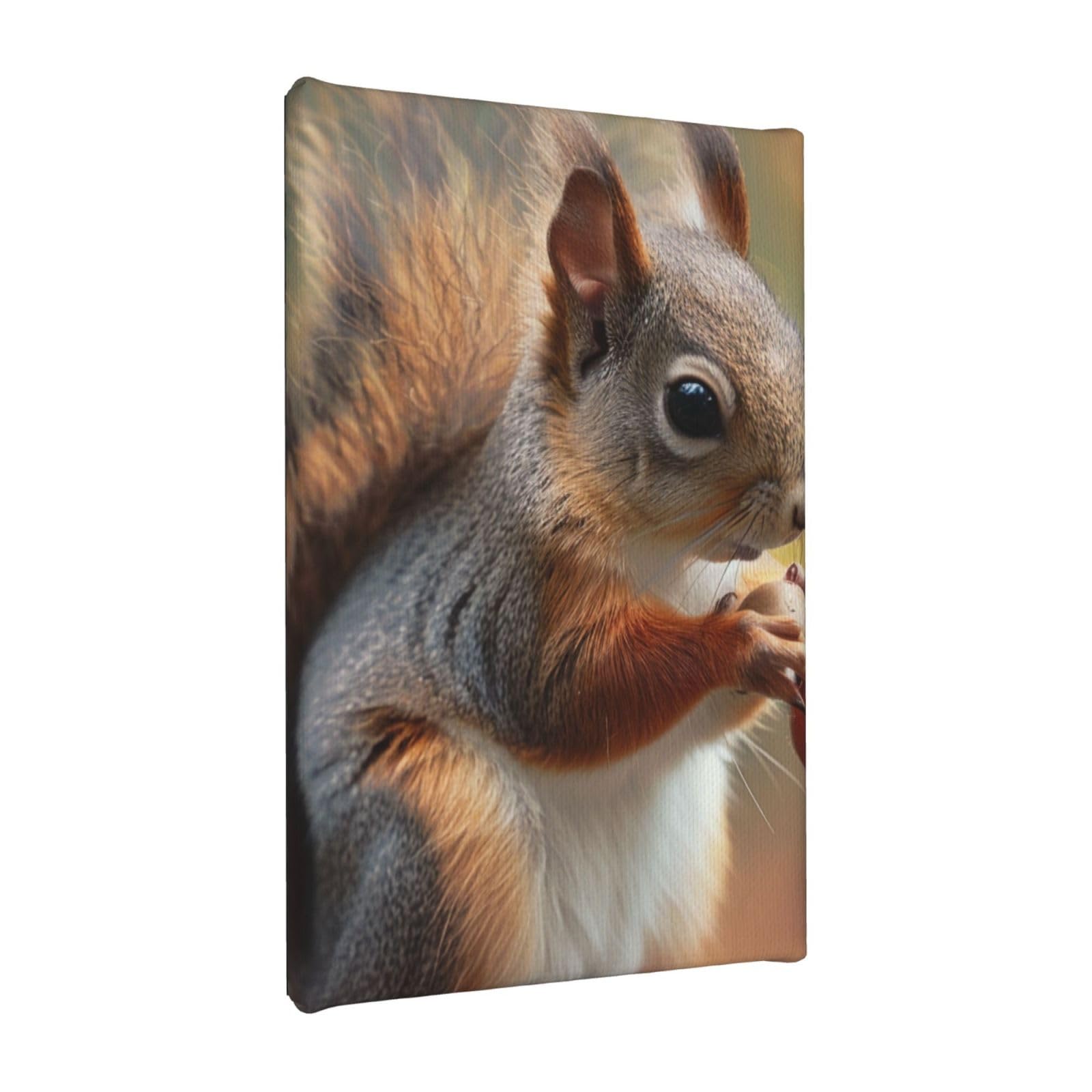 YKLJG Cute Squirrel Printed Wall Art Canvas Painting 20x30 CM Wooden Framed Picture Painting Artwork Prints for Bedroom Kitchen Home Office Decor