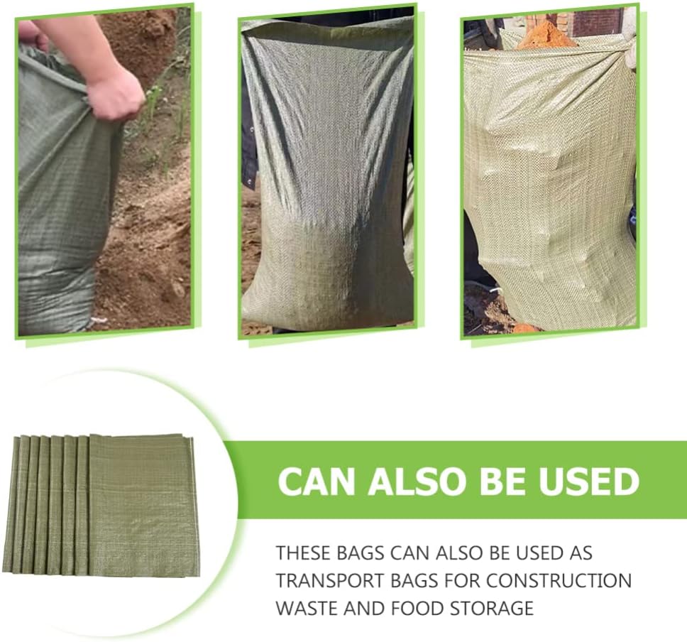 Yardwe 8pcs Lawn Garden Bags Large Reusable Storage Bags Reusable Yard Leaf Waste Bag Gardening Storage Bag Weave Patio Bag for Shipping Construction Waste Olive Green : Patio, Lawn & Garden