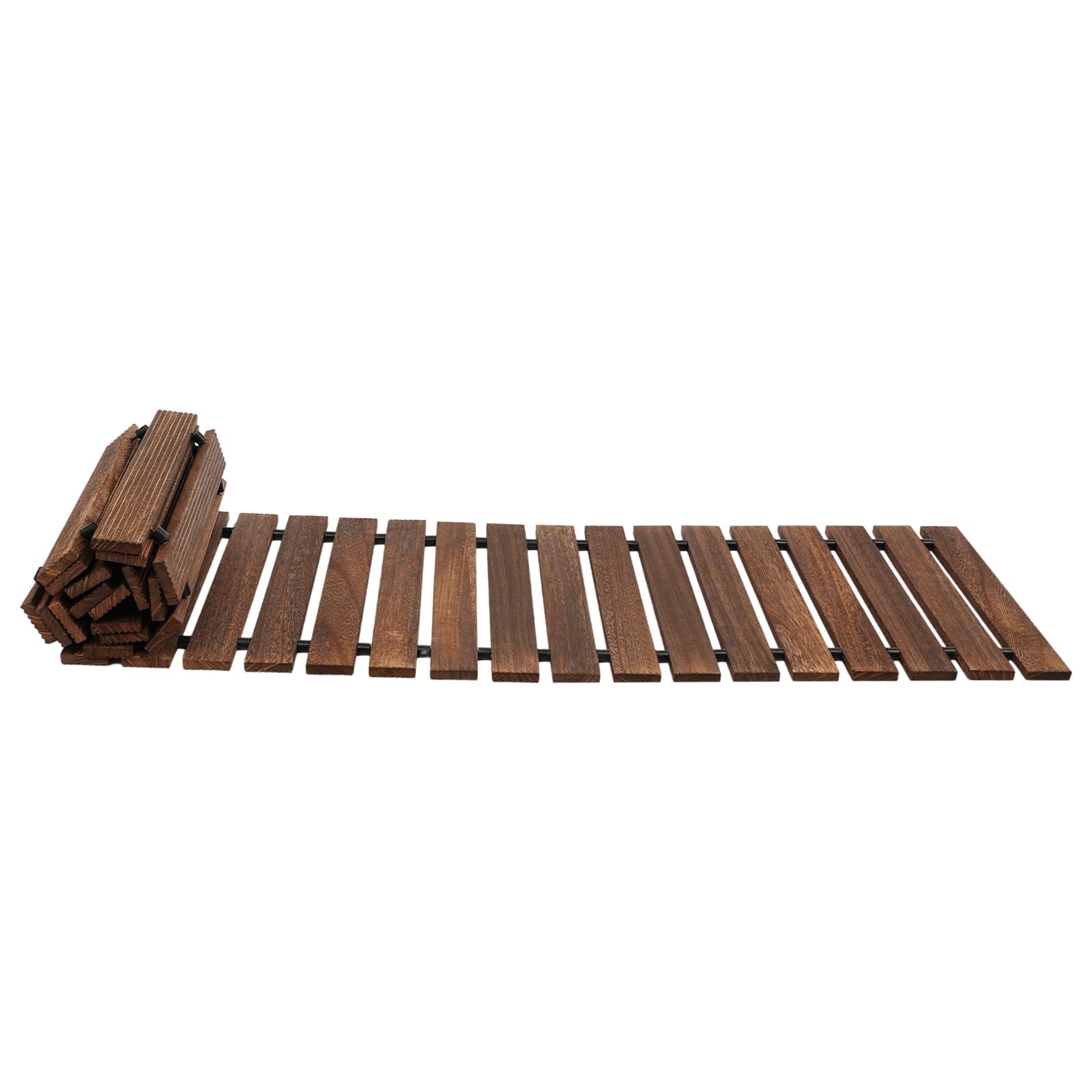 Holz Gartenweg, Holzweg Garten 244 x 43 x 1,5 cm, Retro, Rollbare Gartentreppe, für Gärten, Hinterhöfe, Terrassen, Innenhöfe, Terrassen und Hochzeit Deko, Dunkelbraun