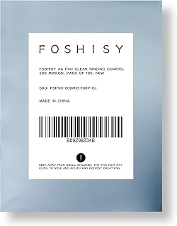 FOSHISY A4 PVC Clear Binding Covers,200 Micron,Pack of 100