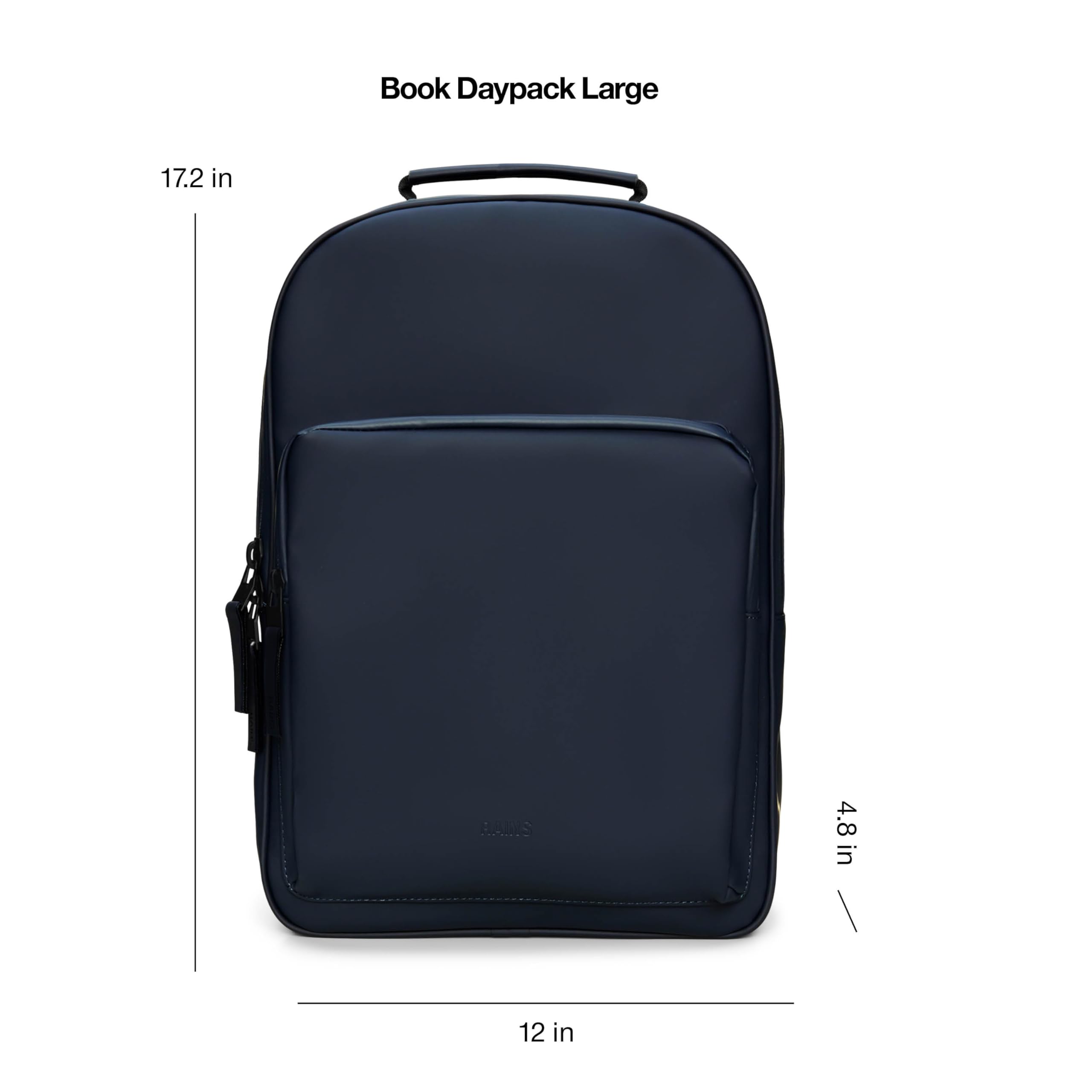 RAINS Mochila regular y grande para libros, mochila para laptop, impermeable, color negro