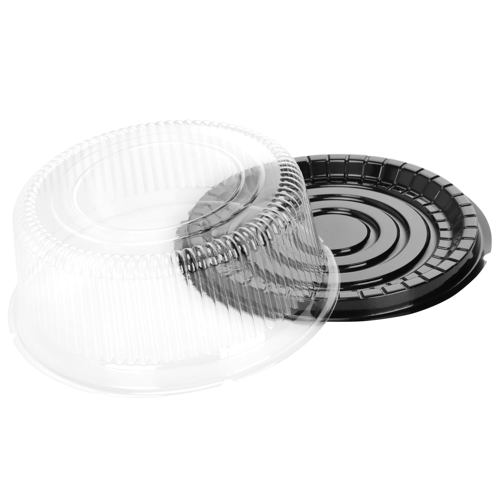 SINJEUN 20 cajas redondas para tartas de 8 pulgadas, recipientes de plástico transparente con tapas, recipientes pequeños para pasteles, aperitivos, postres, tapas