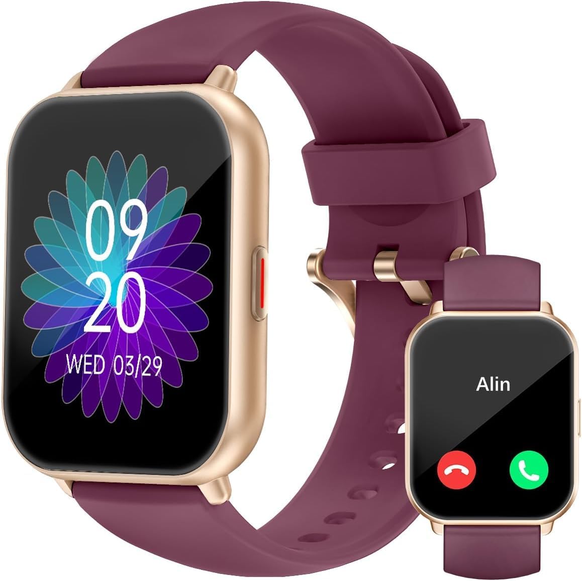 RUIMEN Montre Connectée Femme Appel Bluetooth Plusieurs Modes Sportifs Notifications Intelligentes Surveillance du Cycle Menstruel Contrôle de la Musique Cadran de Montre Personnalisé Violet