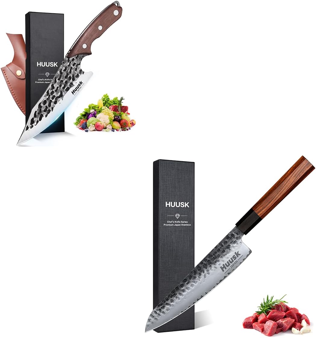 Huusk Professional Japanese Gyuto Chef Knife 8 Inch Bundle