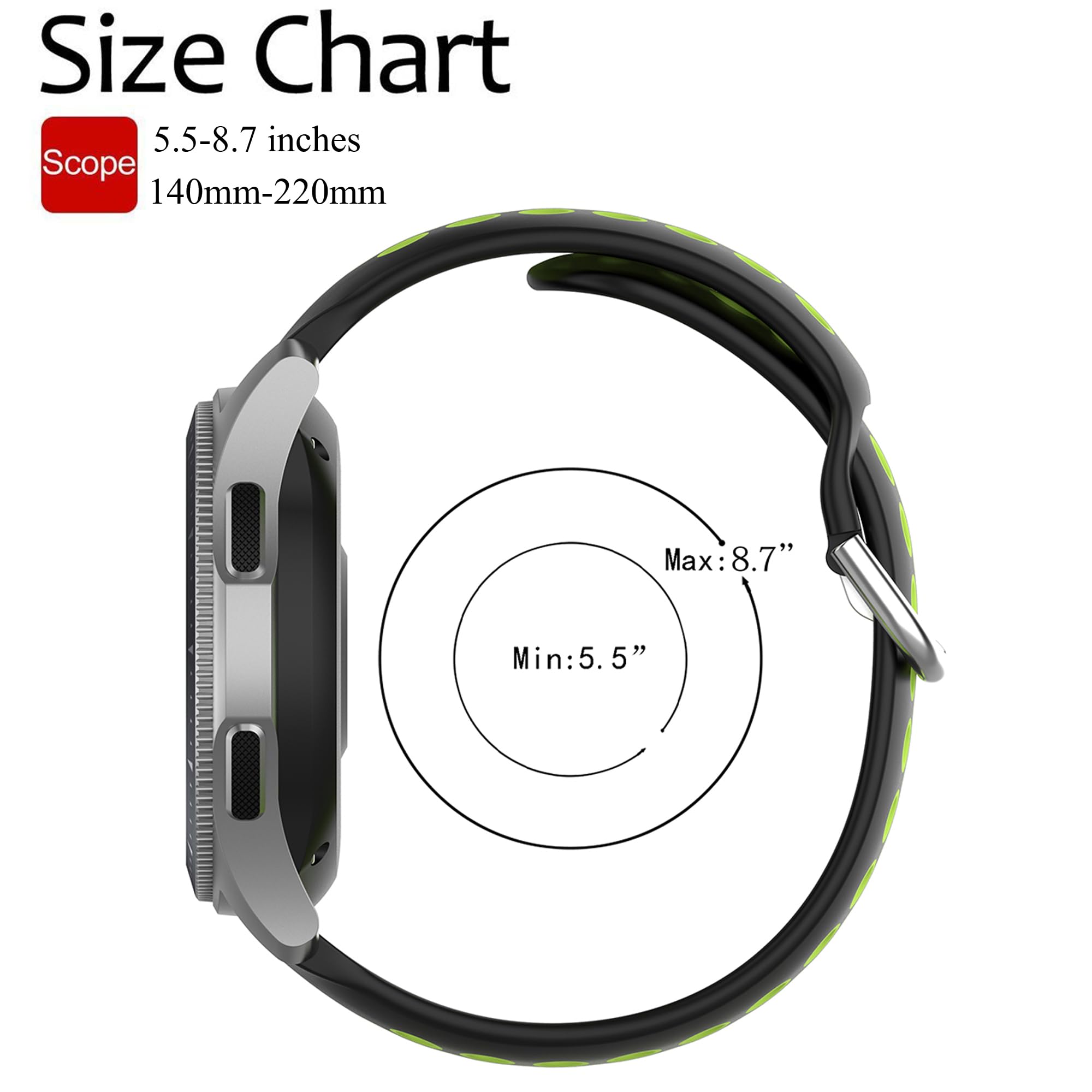 Oddychający pasek do Galaxy Watch 3 45 mm, 22 mm, miękki silikonowy zapasowy pasek sportowy do Samsung Galaxy Watch 46 mm/Gear S3 Frontier / Gear S3 Classic (bez trackera)