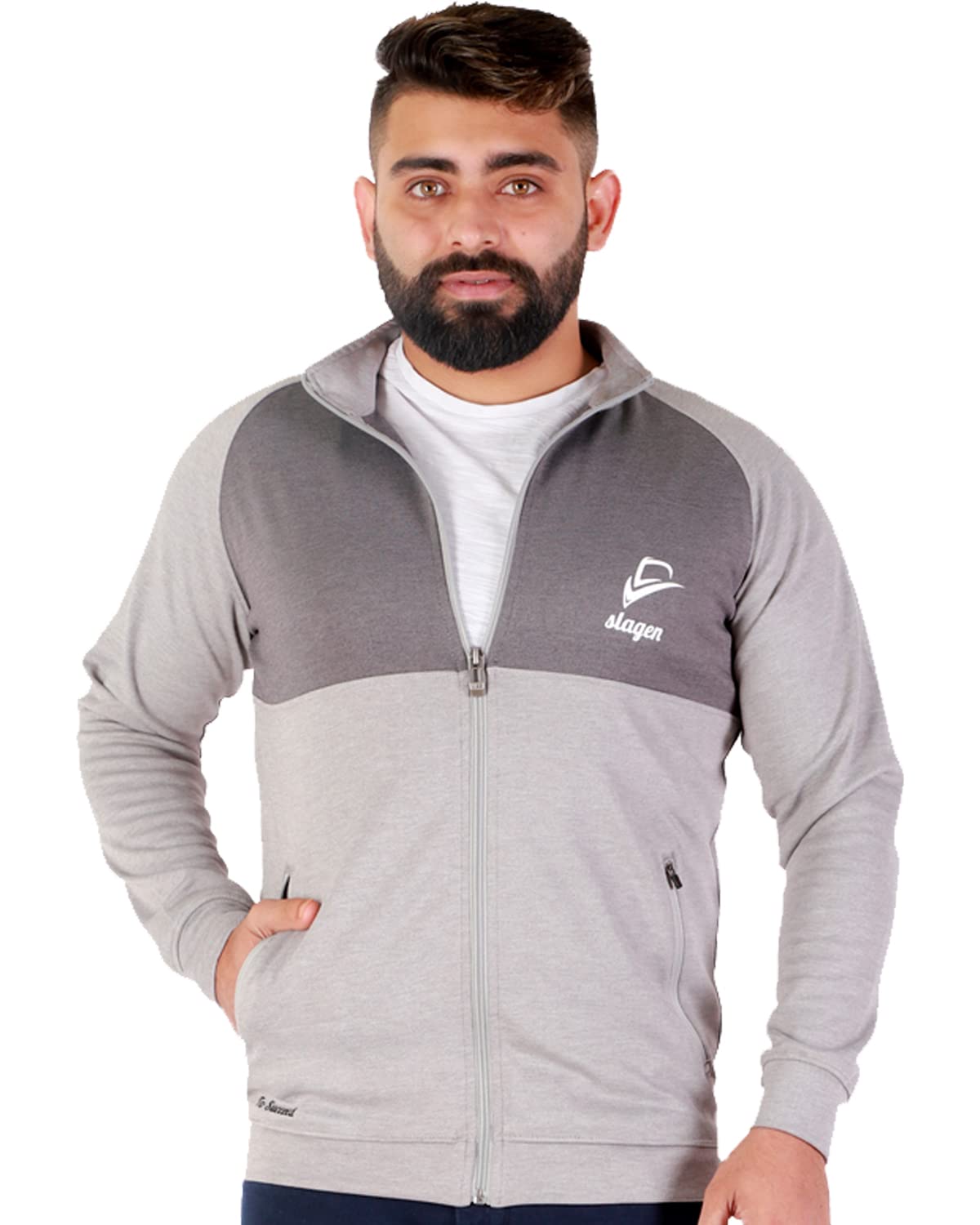 slagen Men's Full-Zip Lightweight Full Sleeve Athletic Upper Jacket ||Fully Comfartble & Fashionable Cotton Blend Fabric || Reguler Fit, Color Two-Tone Grey-picture-24