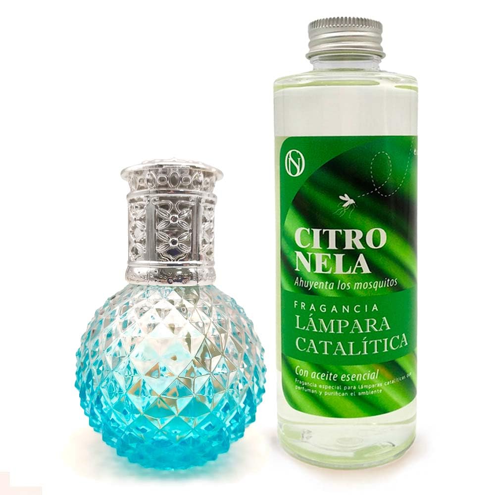Pack Ahorro Lámpara Catalítica Blue Diamonds + Fragancia Aroma Citronela 500ml. Elimina Malos olores e impurezas, perfuma y Limpia.