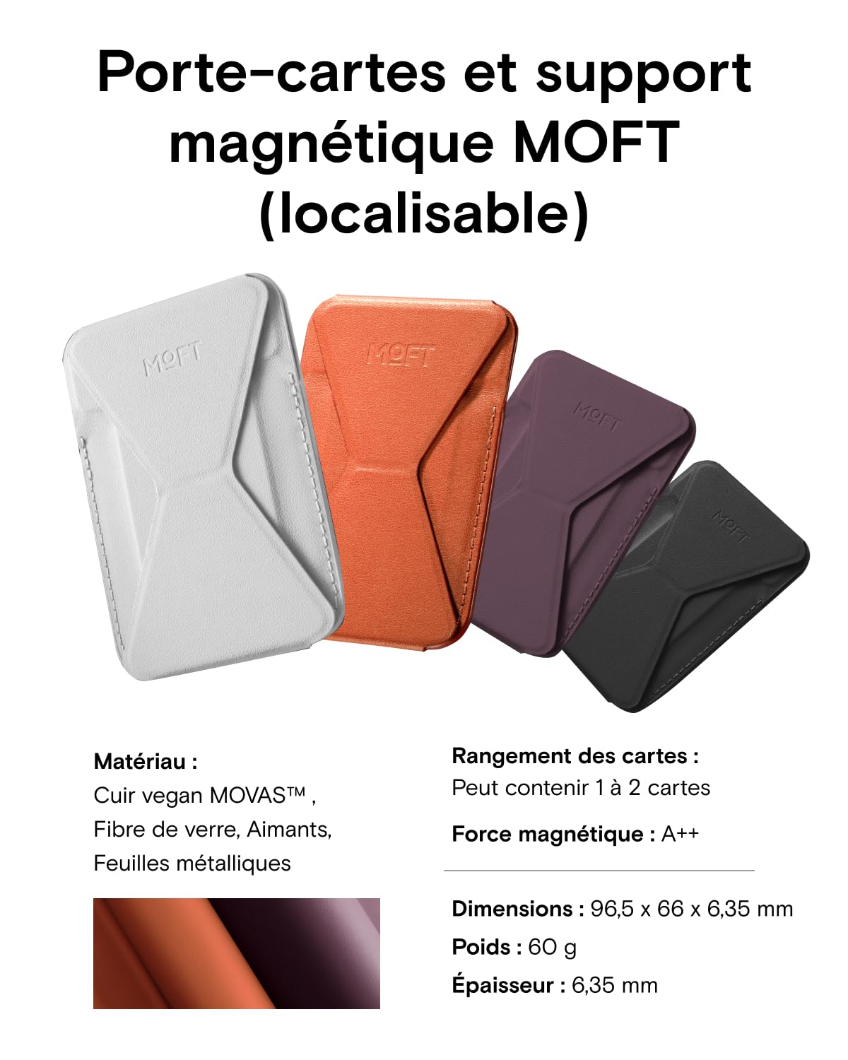 MOFT Porte Cartes et Support Magnétique avec Apple Localiser, Support Téléphone Magnétique en Cuir MOVAS™ Réglable, Compatible avec iPhone 17/16/15/14/13/12, Sunrise