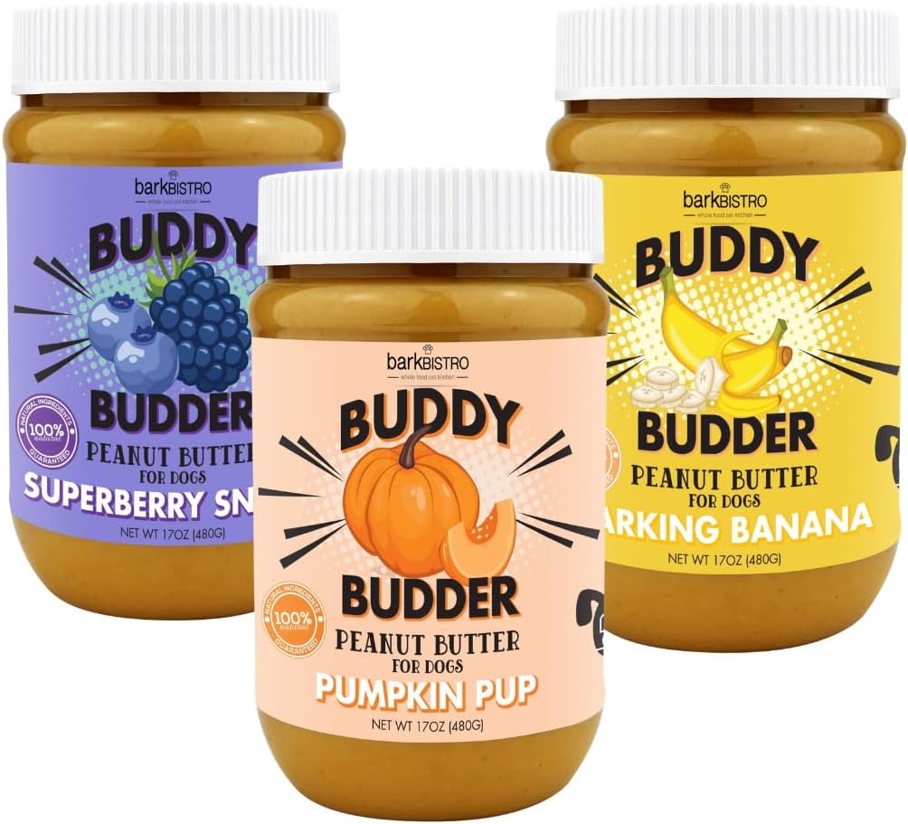 Bark Bistro Company, Superberry Snoot + Barkin Banana + Pumpkin Pup, 100% Natural Dog Peanut Butter, Healthy Dog Treats - Made in USA (Set of 3 / 17oz)