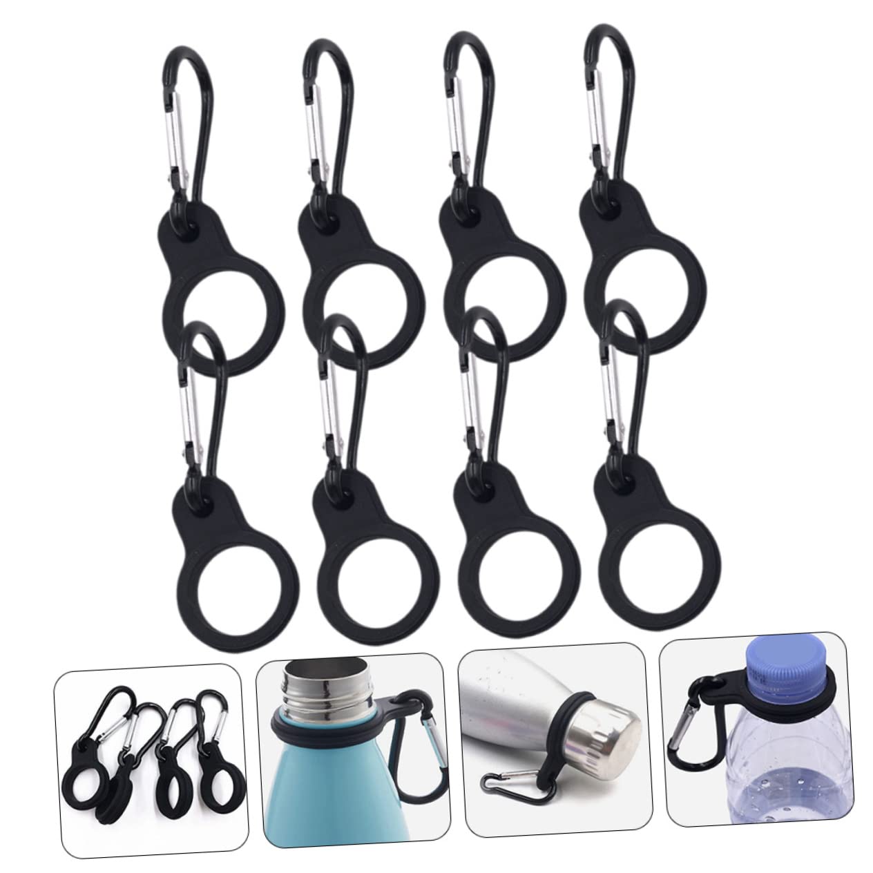 TOYANDONA Porte-Bouilloire Bouteille d'eau avec Marche Clé Cintre Porte-Bouteille Ambulant Crochet pour Bouteille De Randonnée Porte-Bouteille d'eau Gel De Silice Noir
