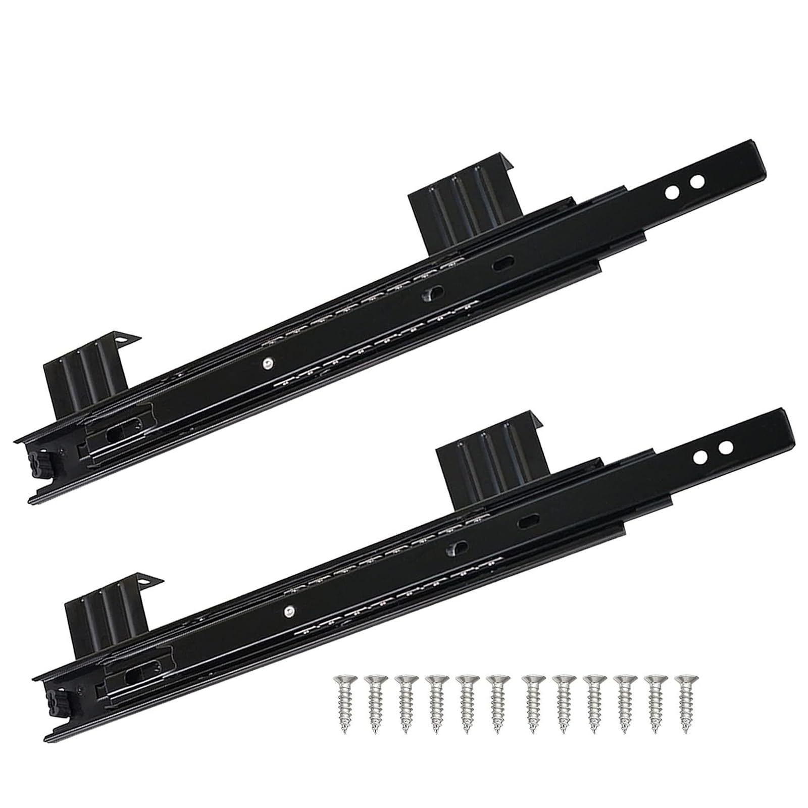 Drawer Slides Under Desk Keyboard Shelf Runners, 240mm 290mm Computer Drawer Tray Ball Bearing Runners Guide Rail Black, 1 Pair, Support 35kg, Table Extension Slide