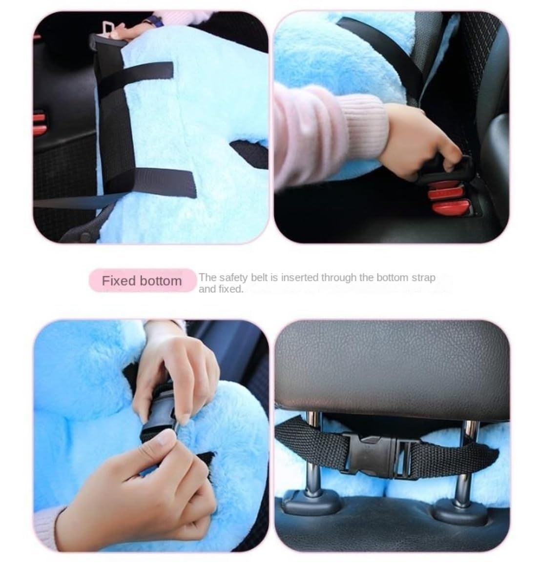 Nackenkissen Auto Nackenkissen Reise Plüsch-Reisekissen für den Rücksitz des Autos, U-förmiges Reise-Nackenkissen, Kissen für Flugzeug Travel Essentials(Pink)