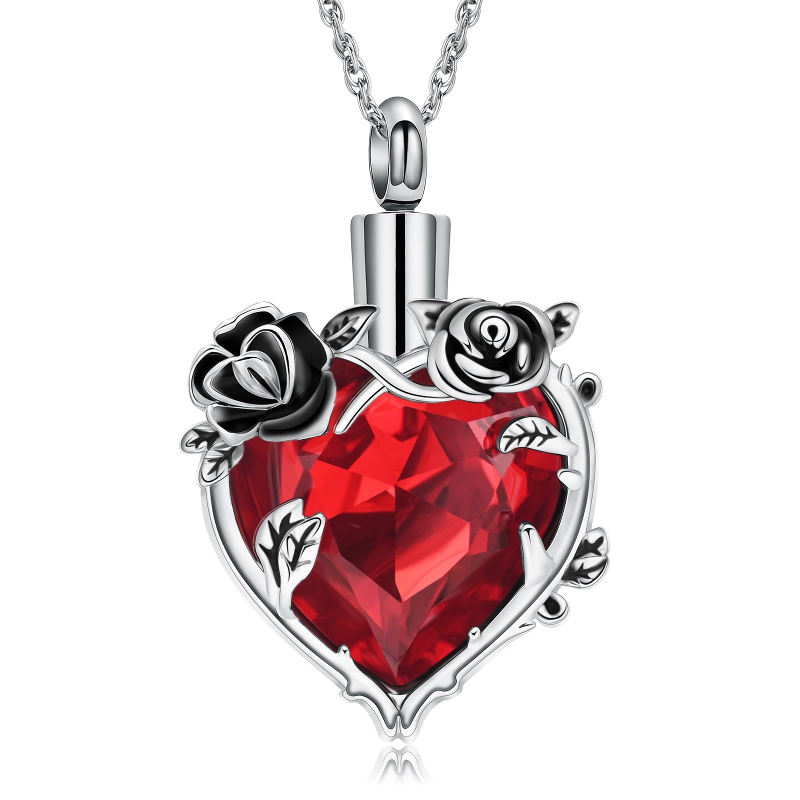 shajwo Cremation Jewelry Rose Flower Heart Urn Necklaces for Ashes for Women Memorial Human Ashes Pendant