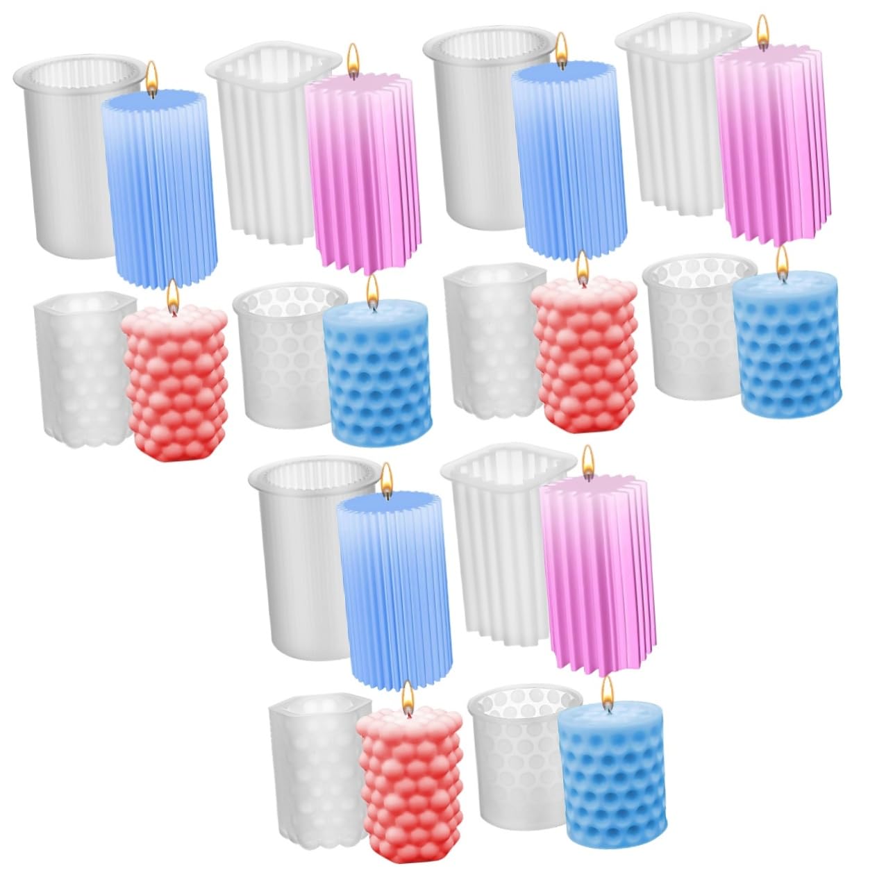 Uonlytech 3 Series Molde De Vela Fabricación De Velas Moldes Para Velas Votivo Perfumado Forma Molde De Silicona Para Velas Molde De Silicona De Escritorio Gel De Sílice 4 Piezas X 3