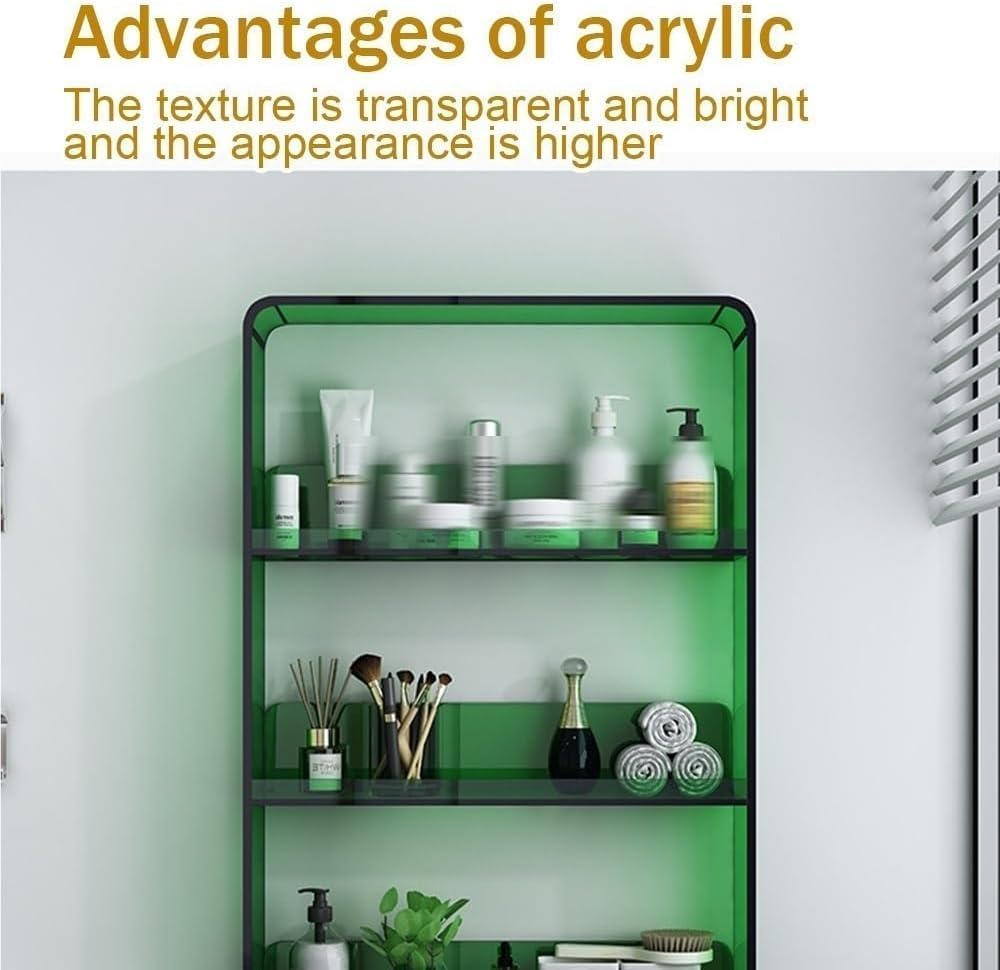 Acrylic Multi-Layer Wall Storage Rack | Bathroom Shelf, Bookshelf & Cosmetic Organizer for Bedroom, Bathroom & Study(Color:Green)