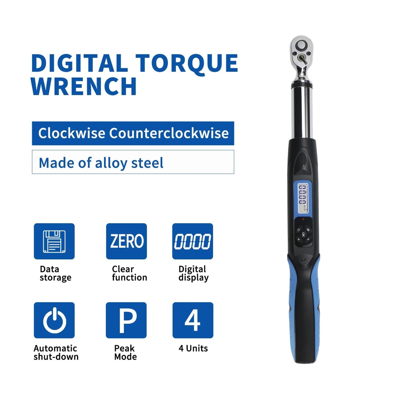 Chiave dinamometrica Chiave dinamometrica Elettronica Regolabile con Chiave dinamometrica Digitale da 1/2" con cicalino e Flash LED ± 2% ad Alta precisione (Color : AWG4-200R)