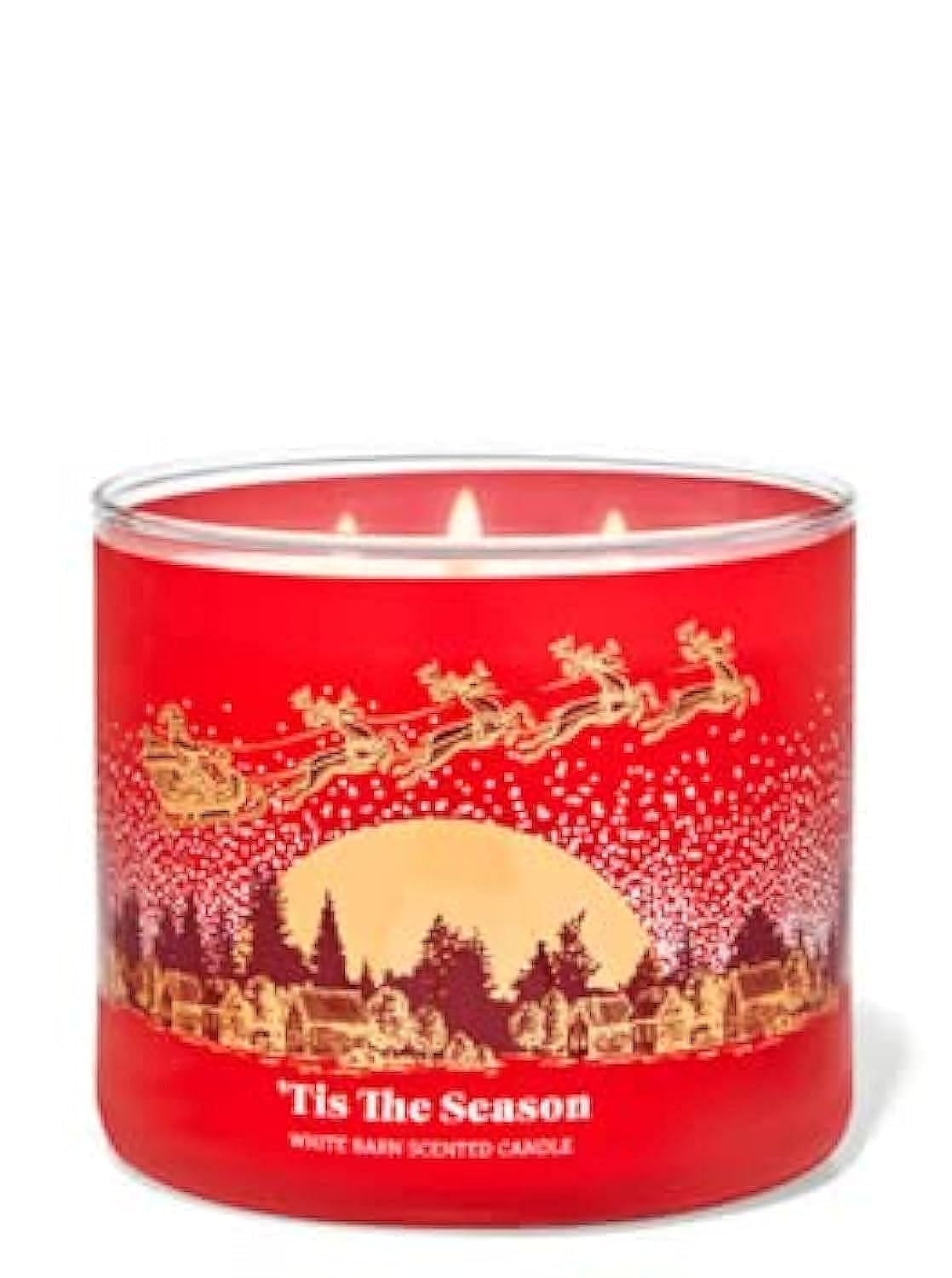 Bath & Body WorksWhite Barn 3-Wick Candle w/Essential Oils - 14.5 oz - 2021 Christmas Scents! (`Tis The Season)