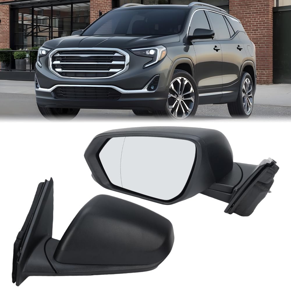 Left Driver Side Mirror Compatible With 2018 2019 2020 2021 2022 2023 2024 Chevy Equinox Mirros with Heated Power Glass Manual Folding Matte Black Replace#84225382(5Pins)