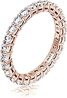 Vista 9 de Yaxa Essentials Anillo de plata de ley chapada en platino o oro con circonita cúbica redonda de elementos infinitos