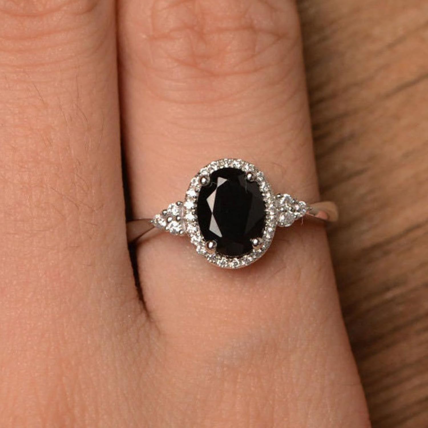 Black Onyx Rings for Women Chunky Silver Black Obsidian Rhinestone Rings Oval Square Obsidian Ring Statement Ring Jewelry Accessories Anniversary Birthday Gift