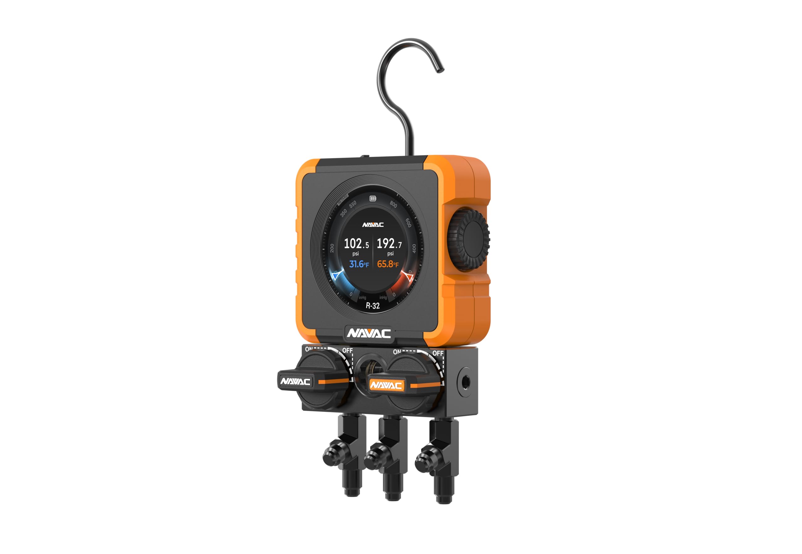 NAVAC Flex 1 Digital Manifold Gauge N1DX | HD Color Graphic Interface | 100 Refrigerants | Class 0.4 | A2L Compatible | Palm-Sized 2-Valve | One-Knob Operation | 3000mAh Type-C | 2-Year Warranty