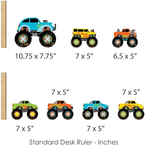 Miniatura 8 de Big Dot of Happiness Smash and Crash Monster Truck - Palitos de centro de mesa para fiesta de cumpleaños para niños, decoración de mesa Showstopper