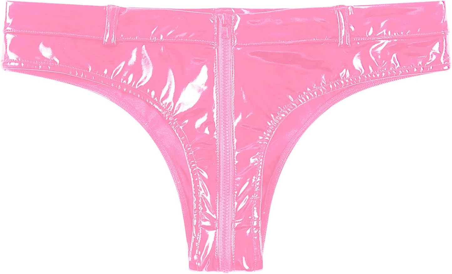 Freebily Men's Faux Leather Booty Shorts Low Waist Underwear Thong Briefs Zipper Crotch Panties