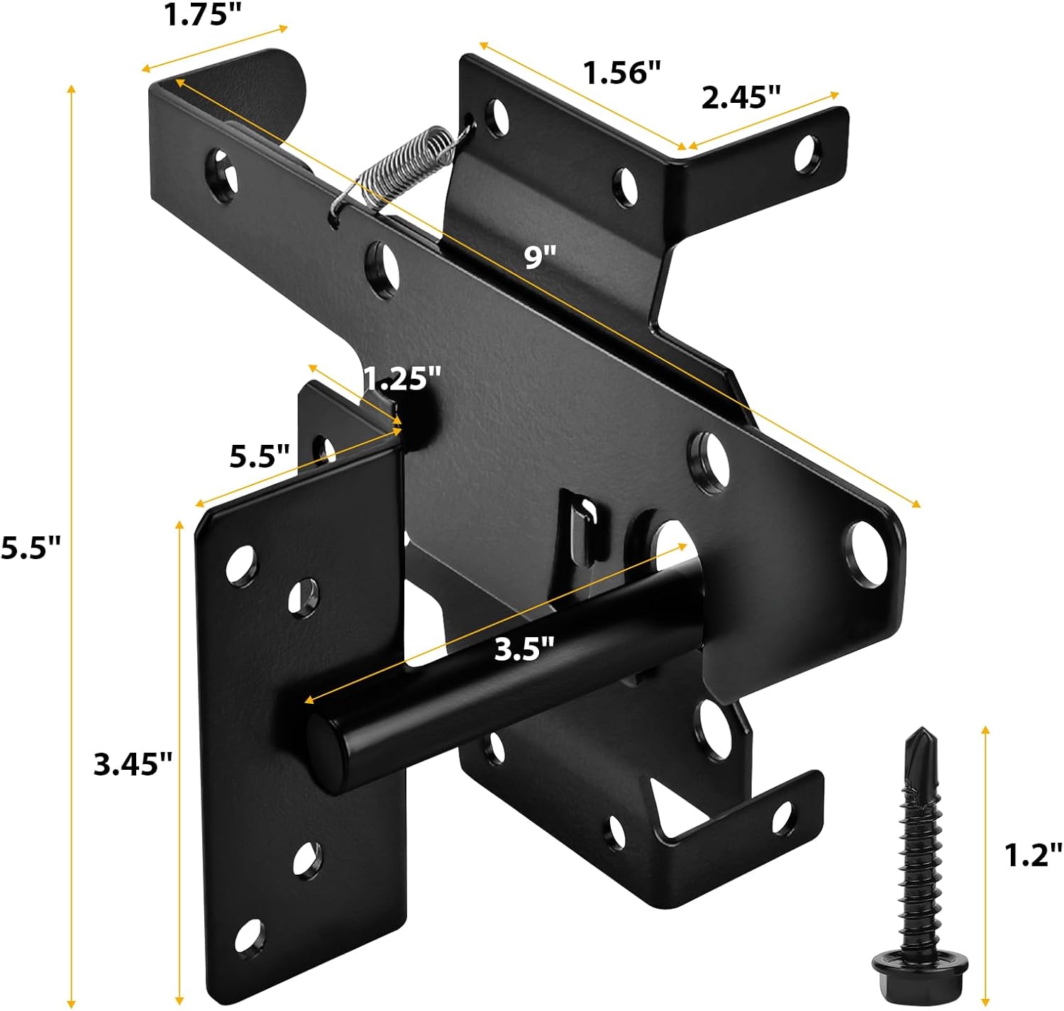 Self-Locking Gate Latch for Wooden Fence - Heavy Duty Automatic Gate Lock Gravity Door Latch Hardware for Secure Pool, Yard,Outdoor Garden, Metal Gates Vinyl Fences