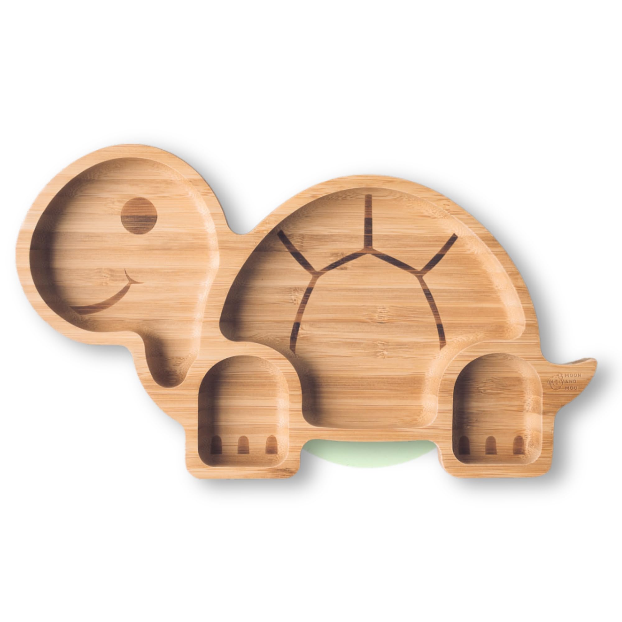 Moon & Moo Tortoise Bamboo Suction Plate for Kids and Toddlers - Non-Toxic, Plastic-Free, Stay-Put