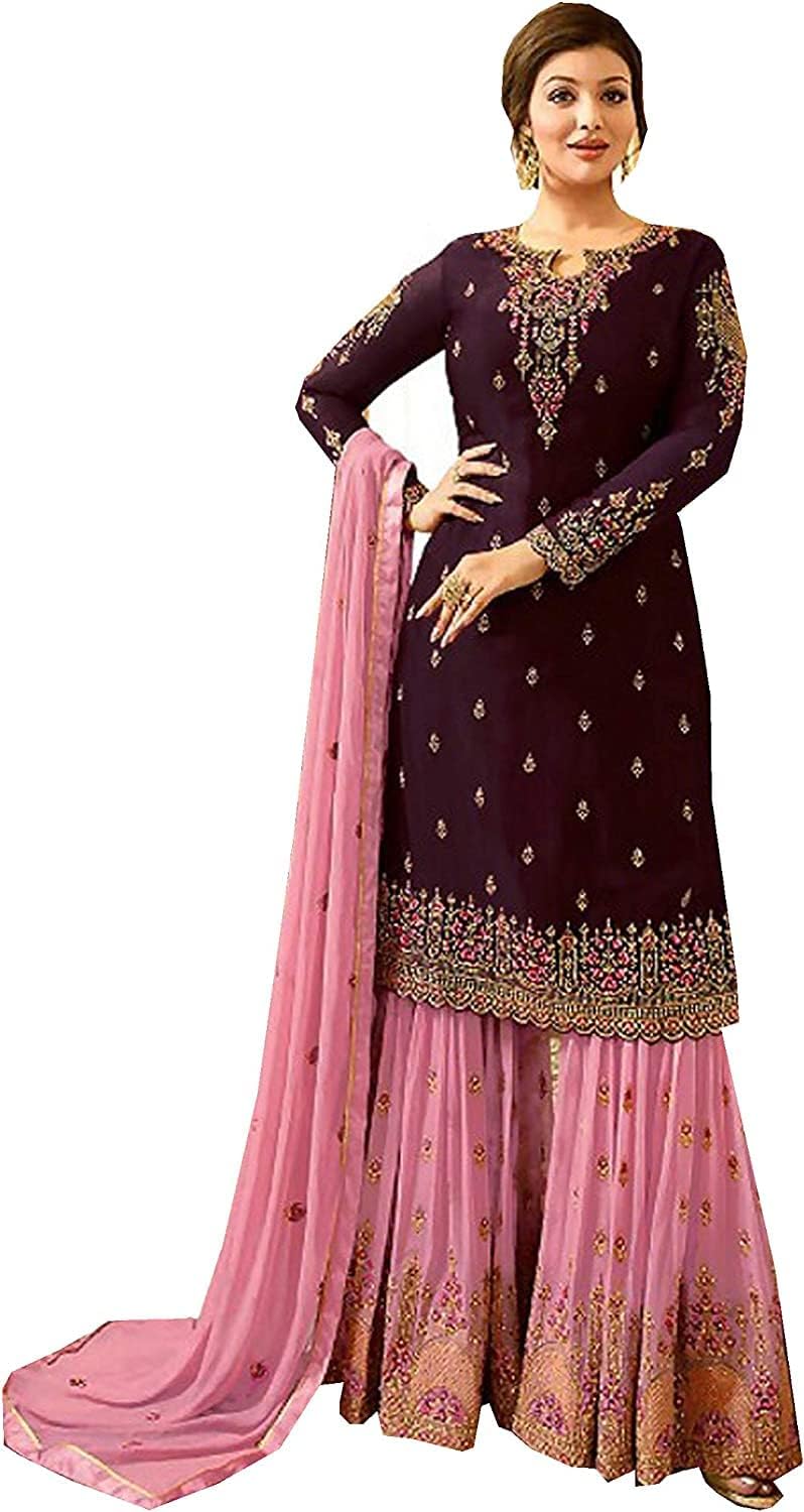 Indian/Pakistani Party Wear Wedding Wear Sharara Style Salwar Suit for Women ready to wear salwar kameez