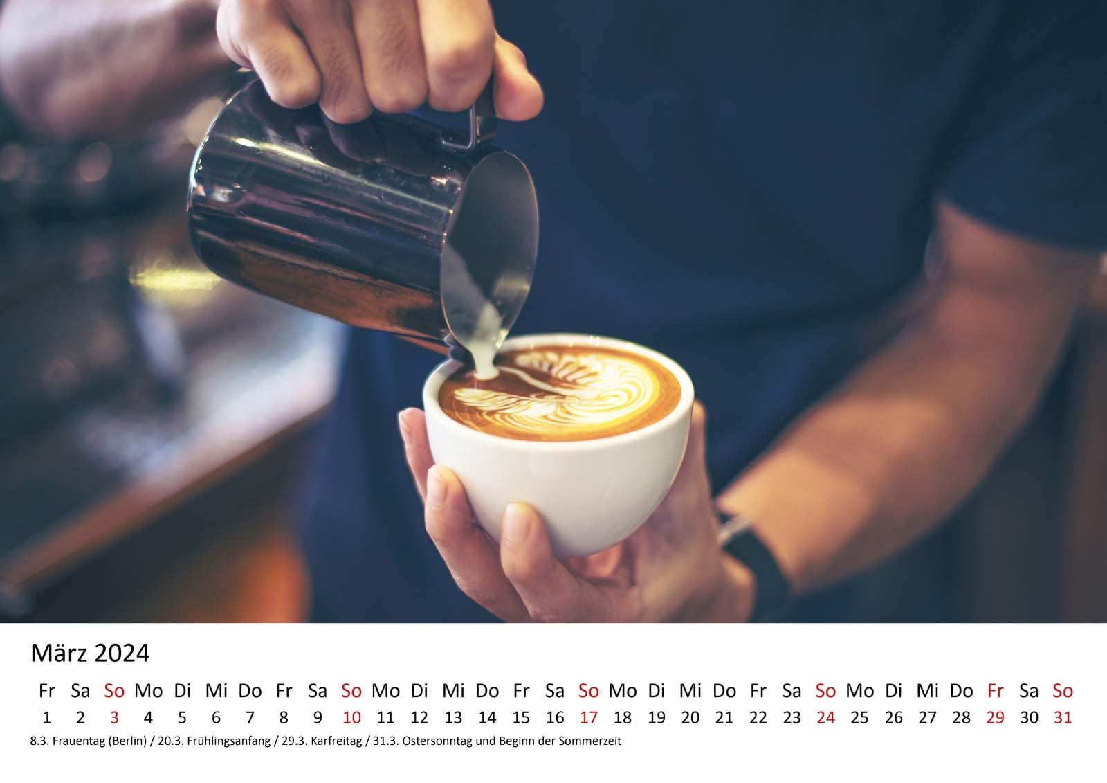 Calendrier Mural 2026 Edition Seidel - Format A3 - Thème Café & Expresso - Design Allemand Qualité Premium